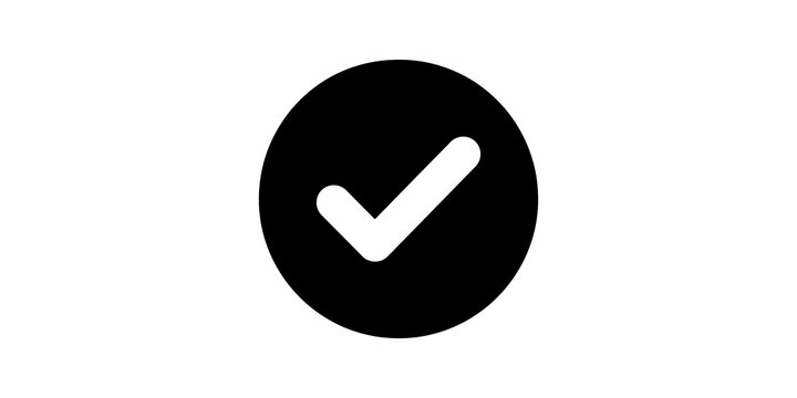 Black circle check mark representing successful validation and approval.