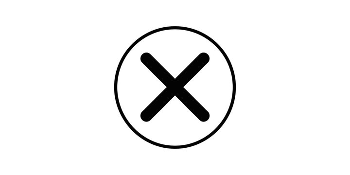 Black circle cross mark representing error cancellation or rejection.