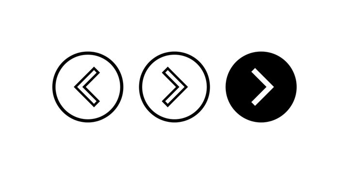 Navigation arrow buttons set in black circles for user interface design.