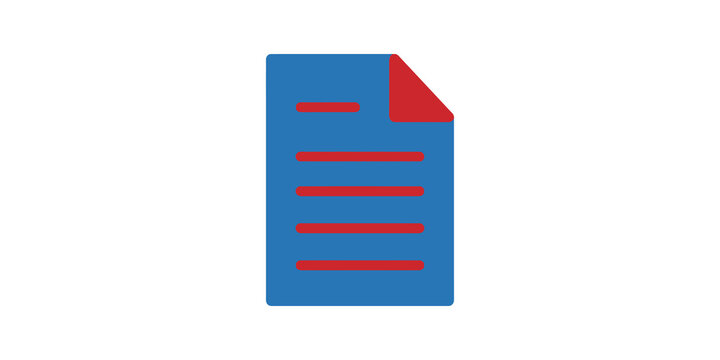 Document icon with folded red corner on transparent background.