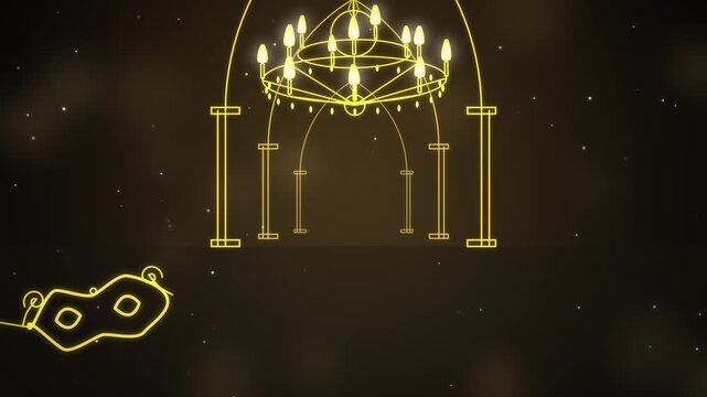 Gothic Ballroom Halloween Background with Golden Chandelier