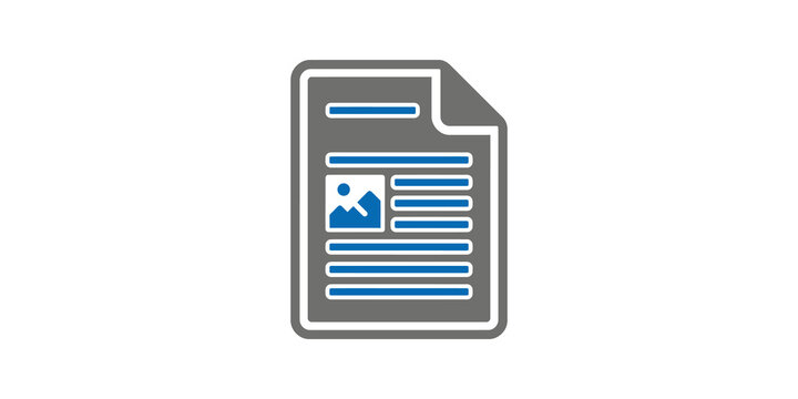 Document file sheet with image placeholder flat icon for office projects.