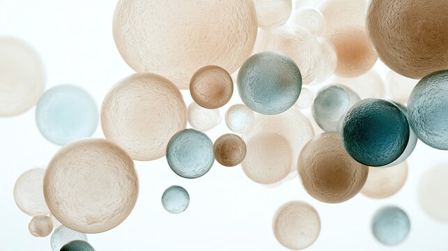 simple micro‑scientific illustration,engineered yeast microbes,semi‑transparent cell texture,pale beige and pale‑blue low‑saturation palette,pure white clean background,synthetic micro‑organism