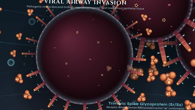 Medical animation demonstrating humoral immune recruitment and complete viral neutralization by IgG antibodies blocking spike proteins from ACE2 receptors