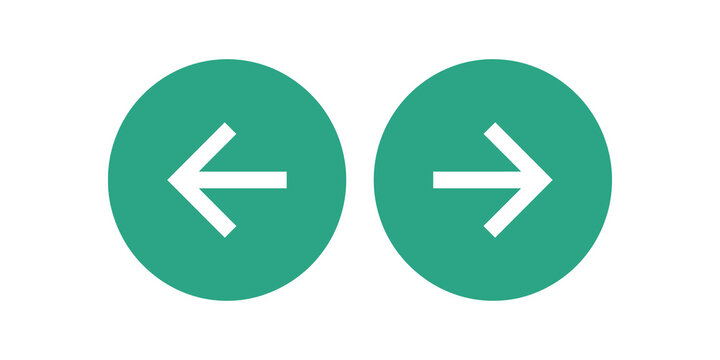 Green left and right arrow buttons for navigation interface design.