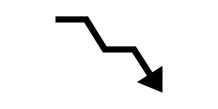 Black zigzag down arrow transparent background for financial market decline.