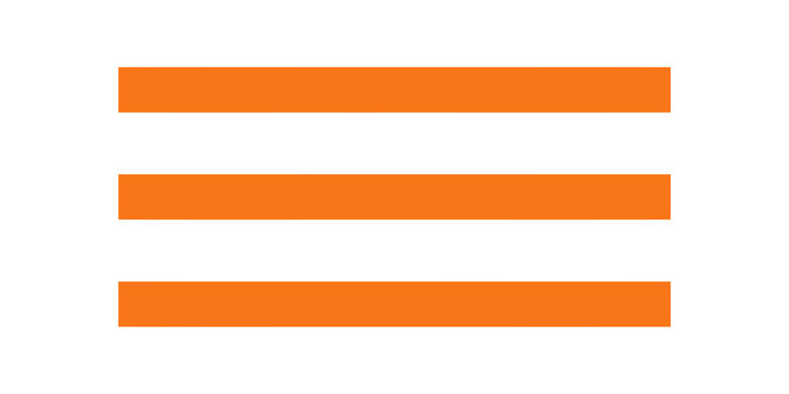 Orange menu lines flat icon transparent background for mobile navigation ui.