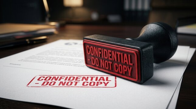 Official documents marked with a red confidential do not copy stamp to symbolize privacy.
