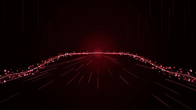 Abstract red digital data stream background with binary code