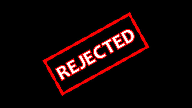 Red Stamp with White Text " REJECTED" on a Black Background rejected seal