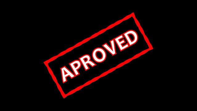 Red Stamp With White Text Approved On Black Background Keywords: approved, stamp, rubber stamp, seal, mark