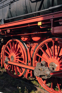 Historic steam locomotives and vintage trains showcased at the railway festival in Berlin, Germany, celebrating railway heritage and vintage engineering in October 2025.