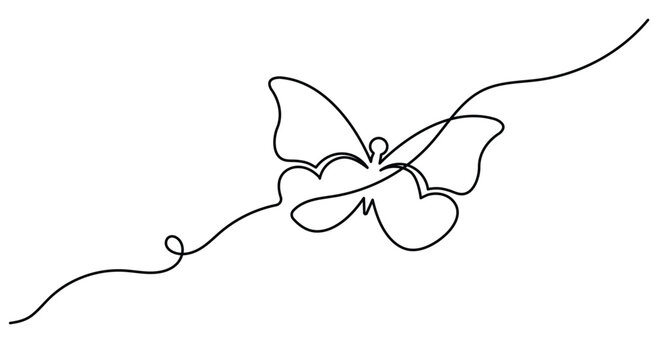 Butterfly line art with flowing curves and heart shape, editable strokeButterfly line art with flowing curves and heart shape, editable stroke