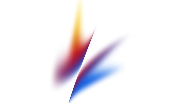 Smooth translucent wave ribbons in light blue and soft yellow flow and undulate horizontally on a white background. Abstract glass vibrant colorful gradient ripple texture holographic colors and soft.