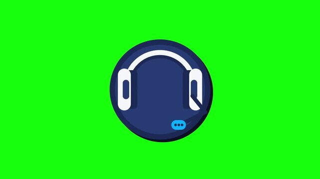 Headphone icon animation for customer support help and music apps