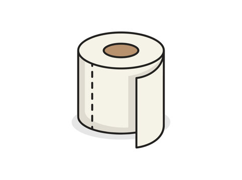 toilet paper roll line icon, modern flat vector illustration isolated on white background, bathroom hygiene symbol