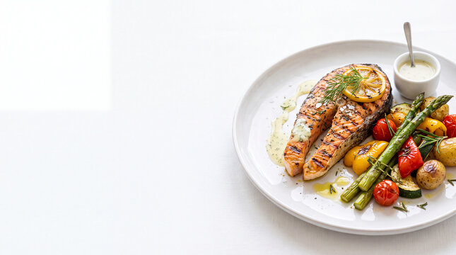 Mediterranean Grilled Salmon Restaurant Banner