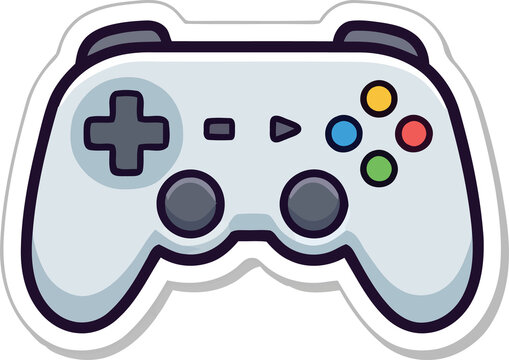Bright colorful video game controller sticker design illustration with a white background for digital artwork