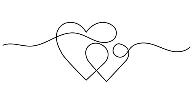 Two hearts line art design with editable stroke continuous line drawing minimalist vector conceptTwo hearts line art design with editable stroke continuous line drawing minimalist vector concept