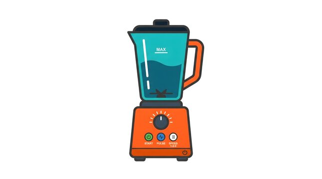 Orange electric kitchen blender vector illustration isolated on white background
