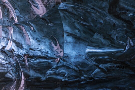 Aquamarine ice combs in Pr&ouml;ng Ice Cave, Sudurland, Iceland
