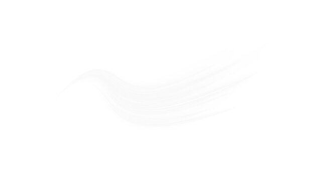 A flowing white brushstroke sweeps to the right against a black background. It has smooth, curved edges and varying opacity along its length. This isolated stroke can serve as a design.