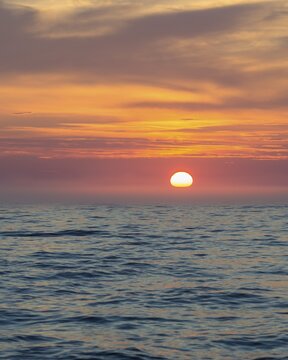 Sunset on the Baltic sea in the Gulf of Riga, Latvia