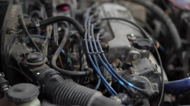 Car Engine Inspection Close-Up