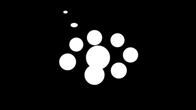 Thought bubble animation on black background, minimalist comic cloud motion graphic, animated thinking icon, silhouette dream element, brainstorming visual.