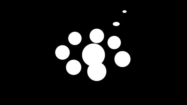 Thought bubble animation on black background, minimalist comic cloud motion graphic, animated thinking icon, silhouette dream element, transparent overlay.