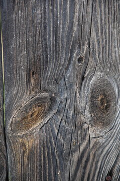 Close-up of aged weathered wooden planks with cracked, peeling, and rough natural grain. Gray and brown tones create a rustic, distressed surface texture suitable for backgrounds, vintage designs, con