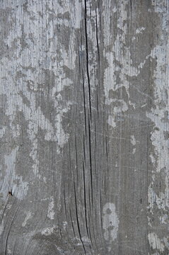 Close-up of aged weathered wooden planks with cracked, peeling, and rough natural grain. Gray and brown tones create a rustic, distressed surface texture suitable for backgrounds, vintage designs, con