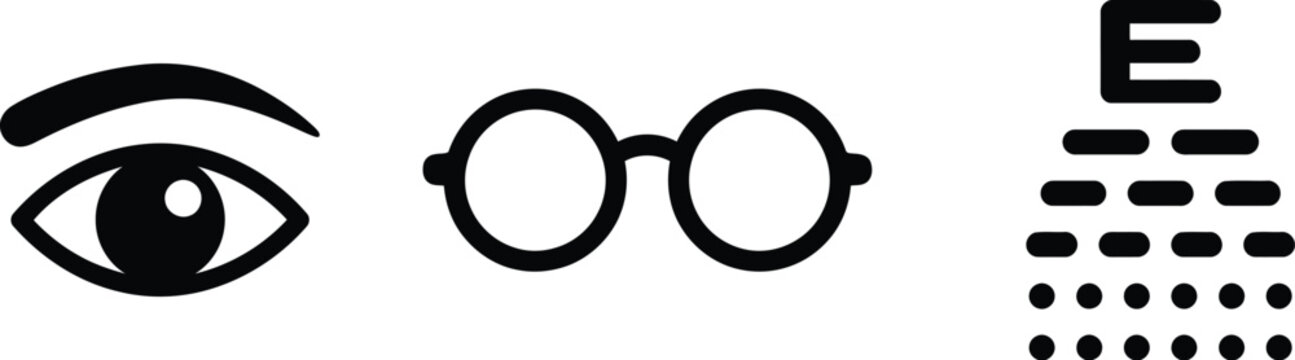 Eye, glasses, and eye chart icons
