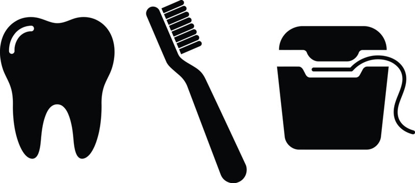 Dental hygiene icons set