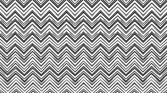 Seamless zigzag pattern with black and white chevron lines, geometric abstract background design for textile and wallpaper
