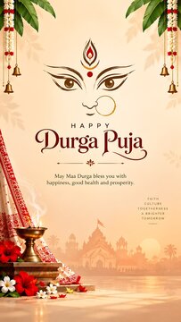 Happy Durga Puja Greeting Social Media Design