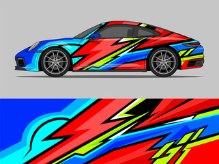Fototapeta premium Colorful sports car with dynamic racing decal design 4.