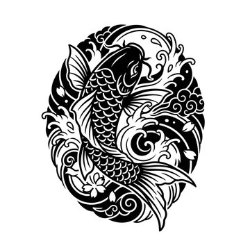 Japanese style koi tattoo design