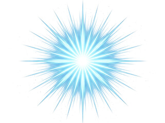 A vibrant blue glowing starburst with sharp geometric rays and bright white center, ideal for festive holiday design and magic illustrations © MSTSHAPLA