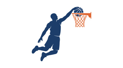Male Basketball Player Performing Slam Dunk Vector © Syahril91