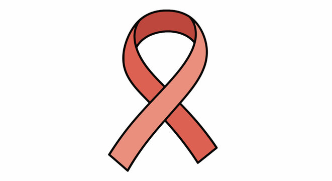 Red Ribbon Awareness Symbol Isolated on White Background