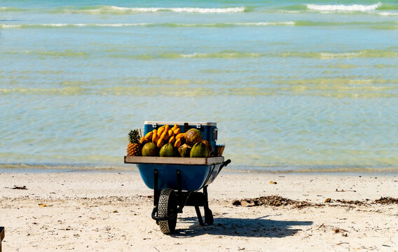 Fruit and juices on the beaches of Holbox Island
