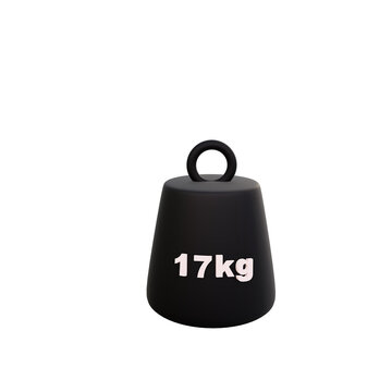 17 kg. weight of kilogram text isolated on white background. 3d render.