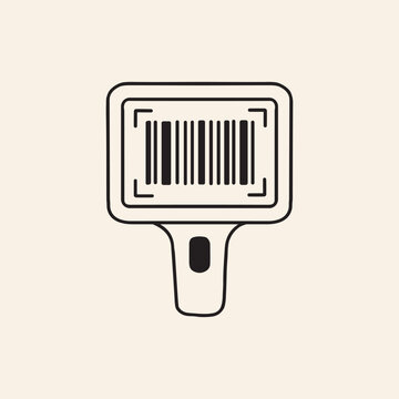 Barcode scanner device reading product information in a retail or warehouse environment.
