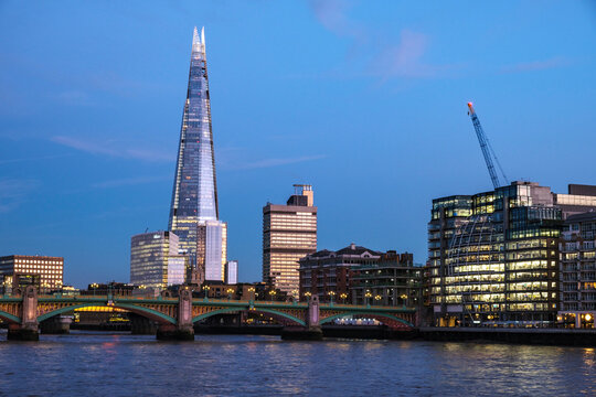 Blue hour twilight image of London skyline