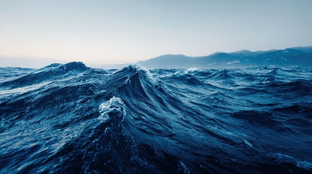 Turbulent Ocean Waves Under a Vast Sky.