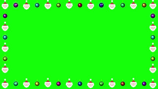 Christmas frame santa bauble orrnament loop on green screen background