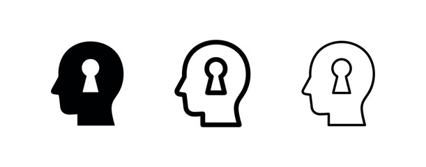 Human head profile with keyhole mystery icon © liubomir118809