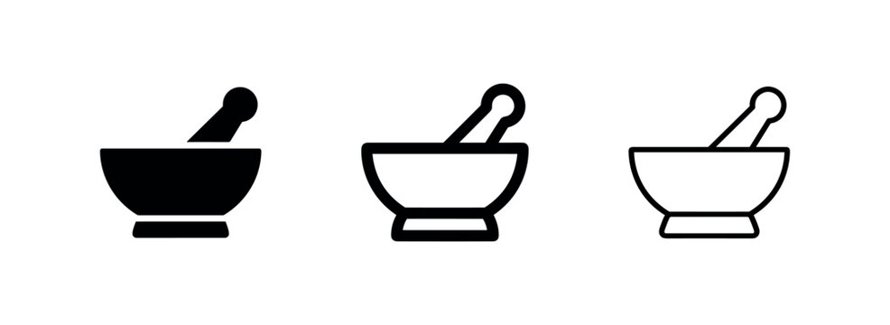 Mortar and Pestle Icons for Pharmacy