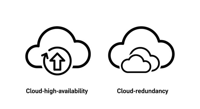 Cloud high availability and redundancy network icons with cloud computing data storage redundancy reliability technology internet infrastructure